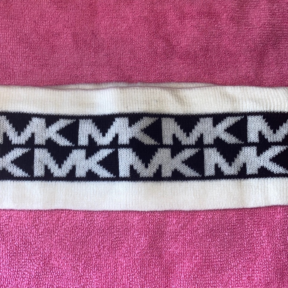Michael Kors Women's MK Logo Knit Headband White & Black Ear Warmer